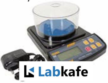 Digital balance by Labkafe, calibrated and tested for optimum accuracy. Always calibrate your lab equipment before use 