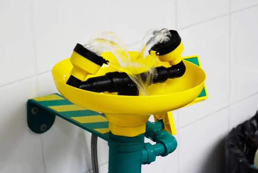 Eyewash station (source- heavy.com). essential lab safety. 