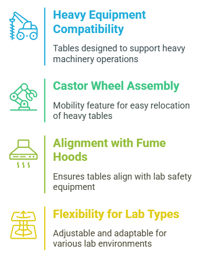 lab tables for various equipment and apparatus needs 